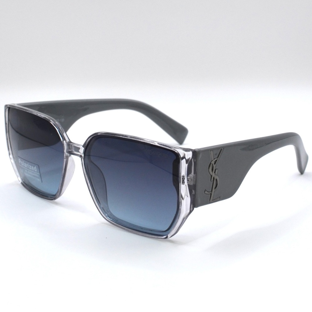 Yves Saint Laurent Women’s Polarized Sunglasses | Gray Frame | Blue Gradient